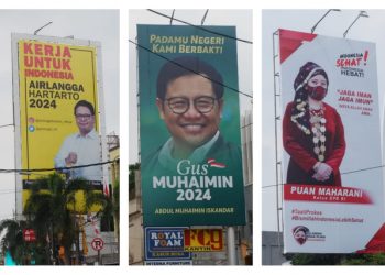 Penampakan Banner Puan, Cak Imin, dan Airlangga di Jalan Protokol Bandar Lampung