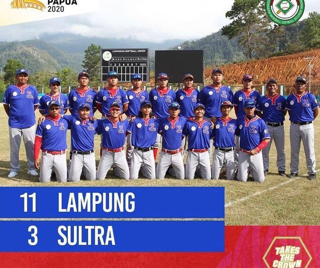 Sempat Tertinggal, Softball Lampung Kalahkan Sultra 11-3 di PON XX Papua 2021