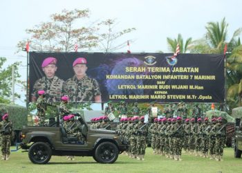 Sertijab, Letkol Marinir Mario Steven Jadi Komandan Batalyon Infanteri 7 Marinir