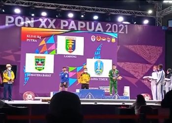 Total Angkatan 284 Kg, Atlet Angkat Besi Lampung Raih Emas di PON XX Papua