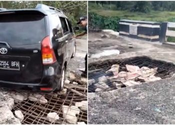 Jembatan Penghubung Antar Kecamatan di Tulang Bawang, Lampung, Rusak Parah