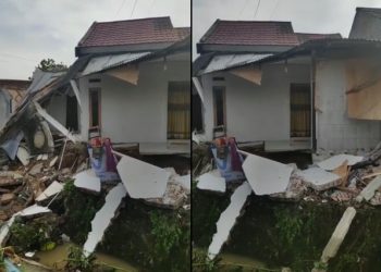 1 Rumah Roboh, 80 Rumah Terdampak Banjir di Perumahan Sriwijaya, Lampung Selatan