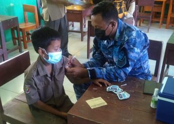 Lanud PM Bun Yamin Gelar Vaksinasi Perdana untuk Anak Usia 6-11 Tahun di Lampung